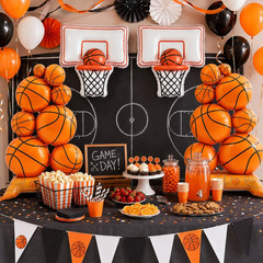 4 Pcs Basketball Party Decorations – 5Ft Self Standing Basketball Balloons | 2 H