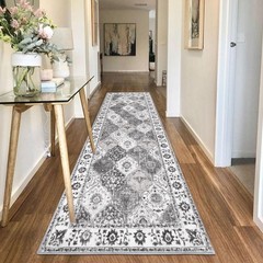 HEBE Hallway Runner Rug 2’8»x8′ Washable 2’8″ x 8′ (Rectangular), Multi-grey