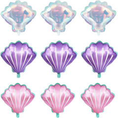 9 Pcs Seashell Balloons Multi-Color Shell Balloon Ocean Balloons for Birthday Ba