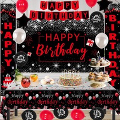 Red Black Birthday Decorations for Men Women, Red and Black Party Decorations…