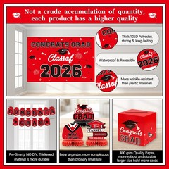 Red and Black Graduation Decorations 2026 – Grad Card Box, Congrats Grad Bann…