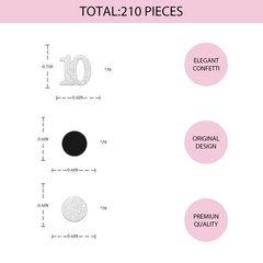 200 PCS Number 10 Confetti 10th Birthday Black Silver Dots Table Scatter