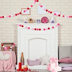 4 Pack 26.3 Feet Valentine’s Day Decorations Valentines Felt Garlands 30 Ball…