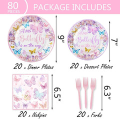 149 Pcs Butterfly Baby Shower Party Supplies Pink a Little Butterfly Is on the W