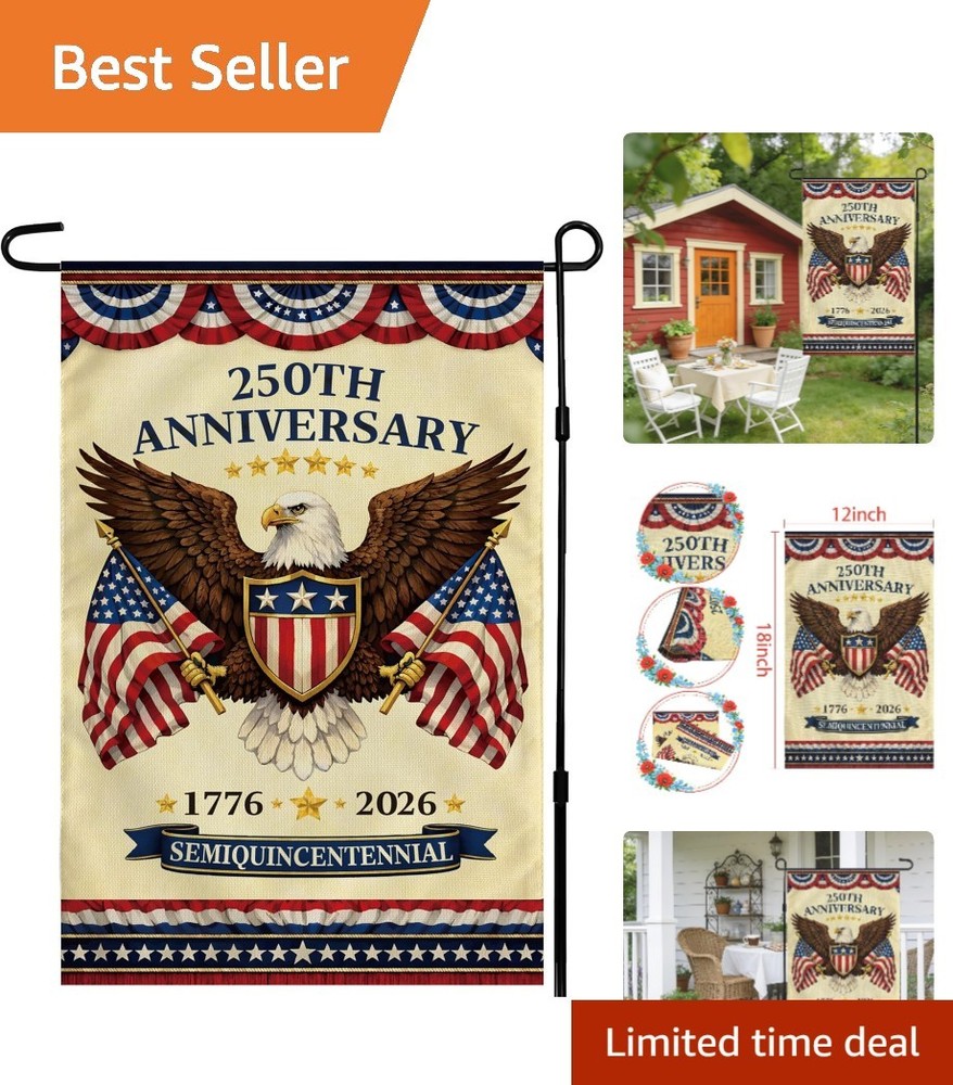 Majestic Bald Eagle 250th Anniversary Flag – Weather-Resistant Garden Banner
