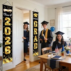 Graduation Decorations 2026 Porch Banner, 70.9 x 11.8 inches, Black