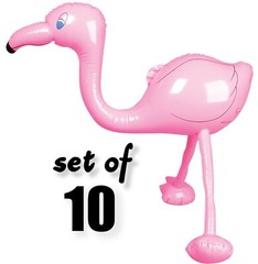 10 Total – 27″ Pink Flamingo Inflatable Party Blow Ups ~ Tropical Luau Bird Toys