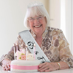 65th Birthday Sash and Crown Set Silver 65 & Fabulous Tiara Kit Birthday Gifts W