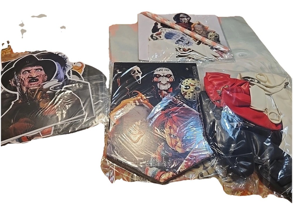 Complete Horror Birthday/Halloween Party Decoration Set Banner Tablecloth