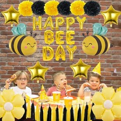Happy Bee Day Decorations Pack of 21, Daisy Balloons, Bumble Bee Balloons for…