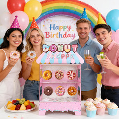 Donut Stand Birthday Party Decorations 3 Tier Sweet Candy Cupcake Holder Lollipo
