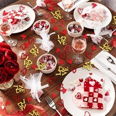 200 Pcs Heart and Love Decorations, Red and Gold Glitter Letter Confetti, Bed…
