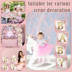 Baby Boxes with Letters Rustic Floral Pink Baby Shower Backdrop Photo Props