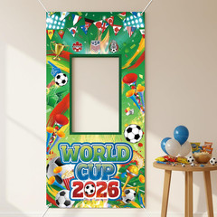 World Cup Decorations Photo Banner Backdrop 71X35 Inches Soccer Party Photo Boot