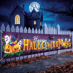 Extra Large Happy Halloween Banner For Outside, 9.8 x 1.6 Ft Fabric Halloween Ba