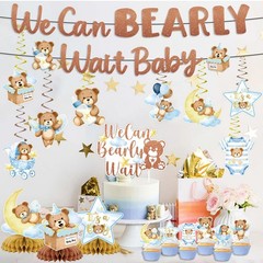 Blue Baby Shower Decorations – 35PCS We Can Bearly Wait Baby Shower Decoratio…