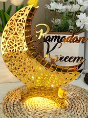 Ramadan Kareem Mirror Moon Castle with LED Night Light Acrylic Eid Mubarak OY