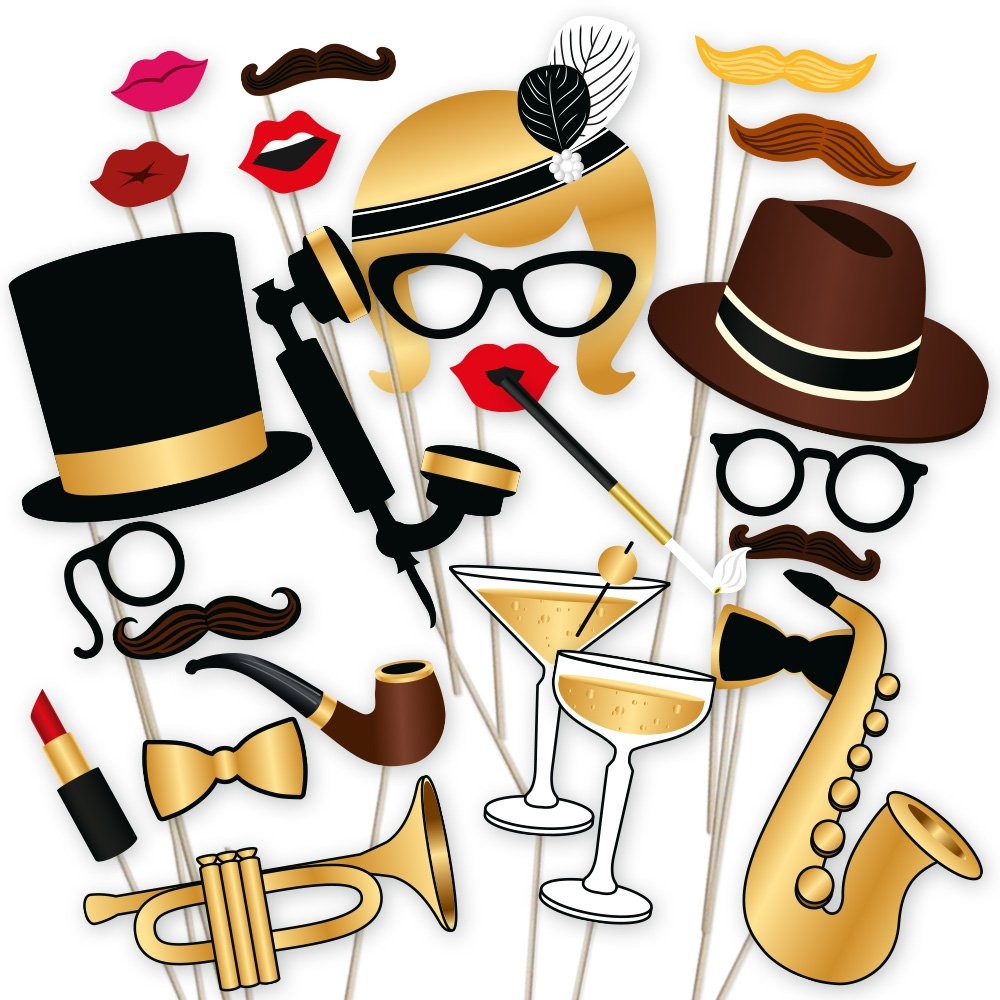 Photo Props by Roaring 20’s Themed DIY Photo Booth for Wedding, Birthday Part…