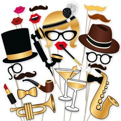 Photo Props by Roaring 20’s Themed DIY Photo Booth for Wedding, Birthday Part…