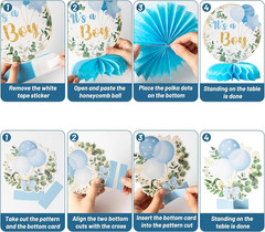 12Pcs It’S a Boy Baby Shower Honeycomb Centerpieces Blue Baby Shower Party Ho…