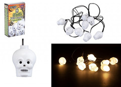 Haunted House LED Skull Lights Warm Set of 8 Battery Halloween String Decoration