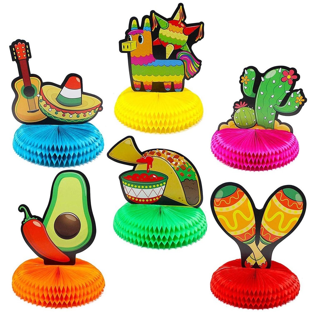 6 Pcs Cinco De Mayo Fiesta Honeycomb Table Centerpiece 8.5″ Mexican Decor