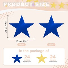 48 Pcs Stars Cutouts, 6 Inch Double Printed Paper Stars, Gold/Blue