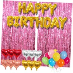 77Pcs Happy Birthday Party Decorations Kit, Happy Birthday Banner Pink