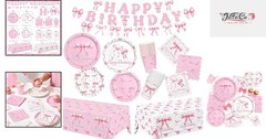 Delightful Pink Bow Party Kit for 24: Plates, Napkins & Bachelorette Essentials
