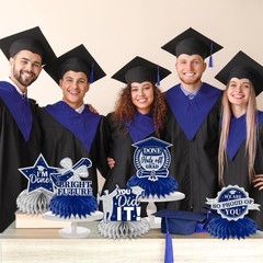 12pcs Graduation Table Decorations,Silver and Navy Blue Graduation Decoration…