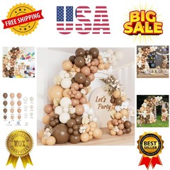 Brown Balloon Garland Arch Kit with Different Size Nude Coffee Brown Ivory Wh…