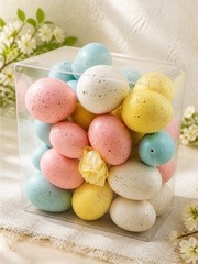 EUC – Speckled Easter Egg Decoration Set – Yellow, Blue, Pink, White