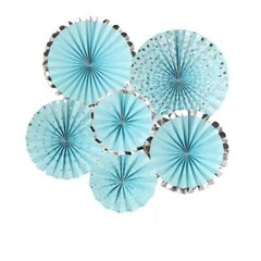 Blue Birthday Party Decorations Banner Confetti Balloons Hanging Swirls AU