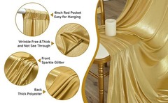 10ftx10ft Thick Gold Glitter Backdrop Curtain Panels for Parties, Wrinkle Sequin