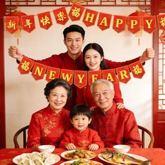SEPGLITTER Chinese New Year Decorations, 2026 5.4 x 7.6 inches, Red Gold