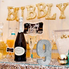 1 PCS 7.8 Inch Silver Glitter Number 9 Wooden Table Centerpiece Decor Digit