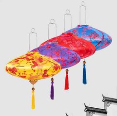 Vintage Floral Hanging Lantern Cloth Lantern Performance Party Festival Decor