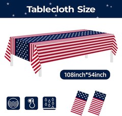 2 Pack American Flag Tablecloths, 54″ x 108″ Disposable for Parties & Events