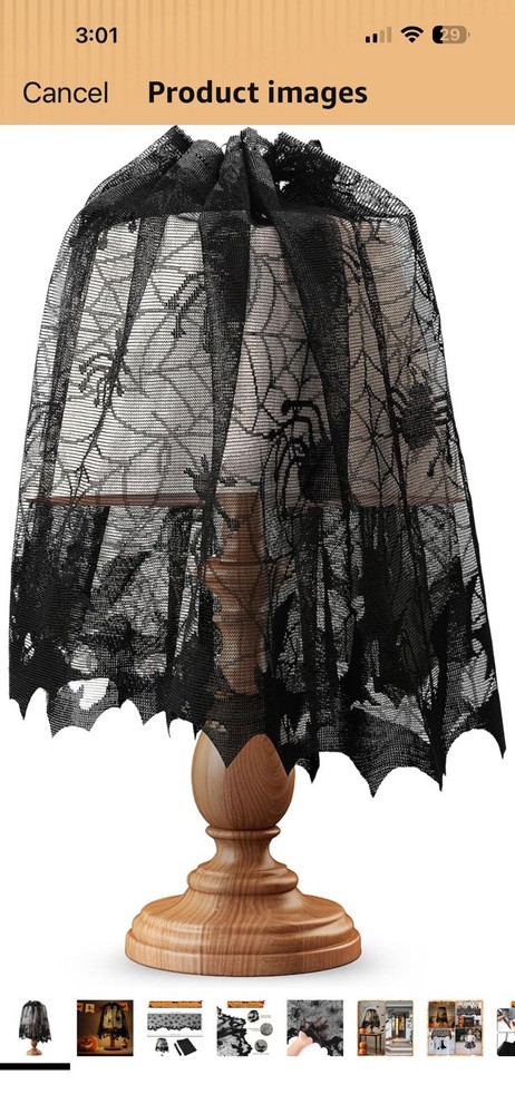 Halloween Lamp Shade Cover/ Fireplace Lace Cobweb with Spider Gothic Party Decor