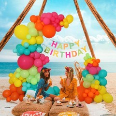 Tropical Balloon Arch Kit,Hot Pink Lime Green Orange Slate Blue Yellow Latex …