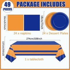 Durable Blue and Orange Party Plates & Napkins for Effortless Celebrations