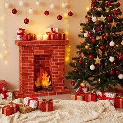 AmazingSpark 1 Set Christmas Corrugated Fireplace 35.5 x 29 x 8 Inch Cardboar…