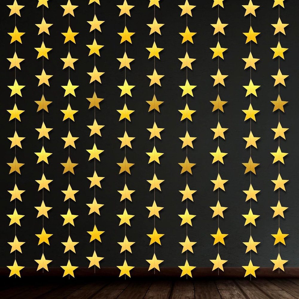 130ft Gold Stars Garland New Years Eve Hanging Banner Party Decorations Decor