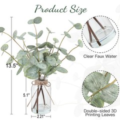 Bessol Artificial Eucalyptus Stems 13.5 inches, A Real Touch Green