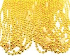 33″ Round Metallic Gold Beads Mardi Gras Necklaces (12 Pack) Sparkly, Shiny