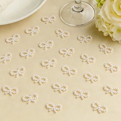 500 PCS Pearl Bow Table Scatters Confetti Faux Bead Charm 0.7×0.39 Inch