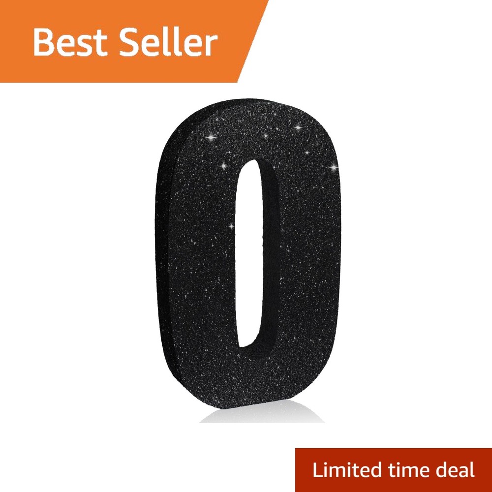 TONIFUL Glitter Black Number 0 Party Decor