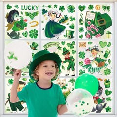 9 Sheets Vintage St. Patrick’s Day Window Cling Stickers Watercolor Retro Sham