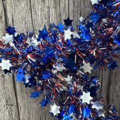 Patriotic Tinsel Star Hanging Decorations 4th of July-SHIPS FREE