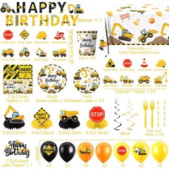 Construction Birthday Decorations,245PCS Party Blue